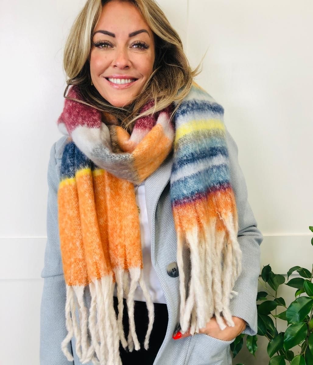 Orange Cleo Blanket Tassel Scarf