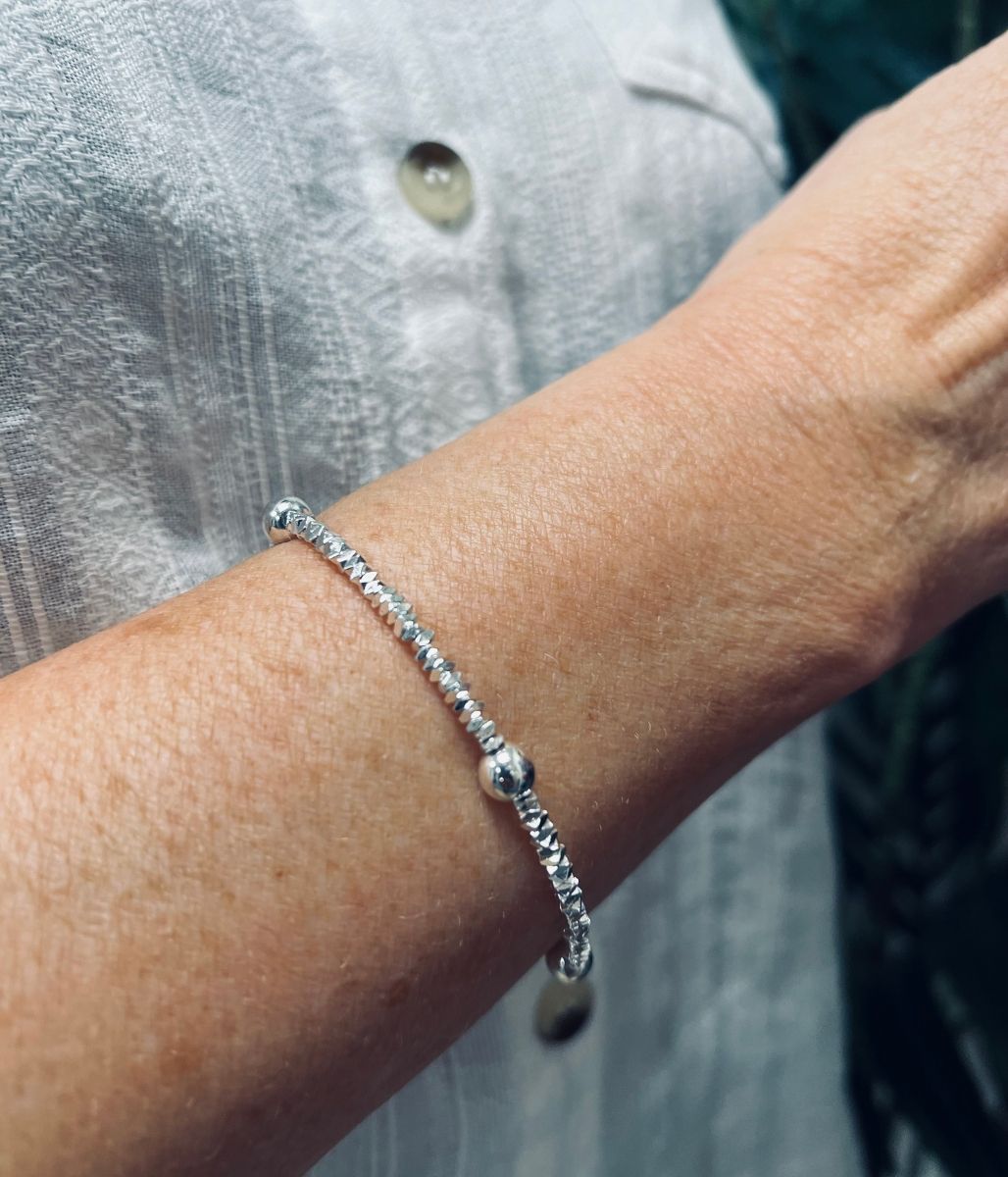 Silver Faceted Bead Bracelet