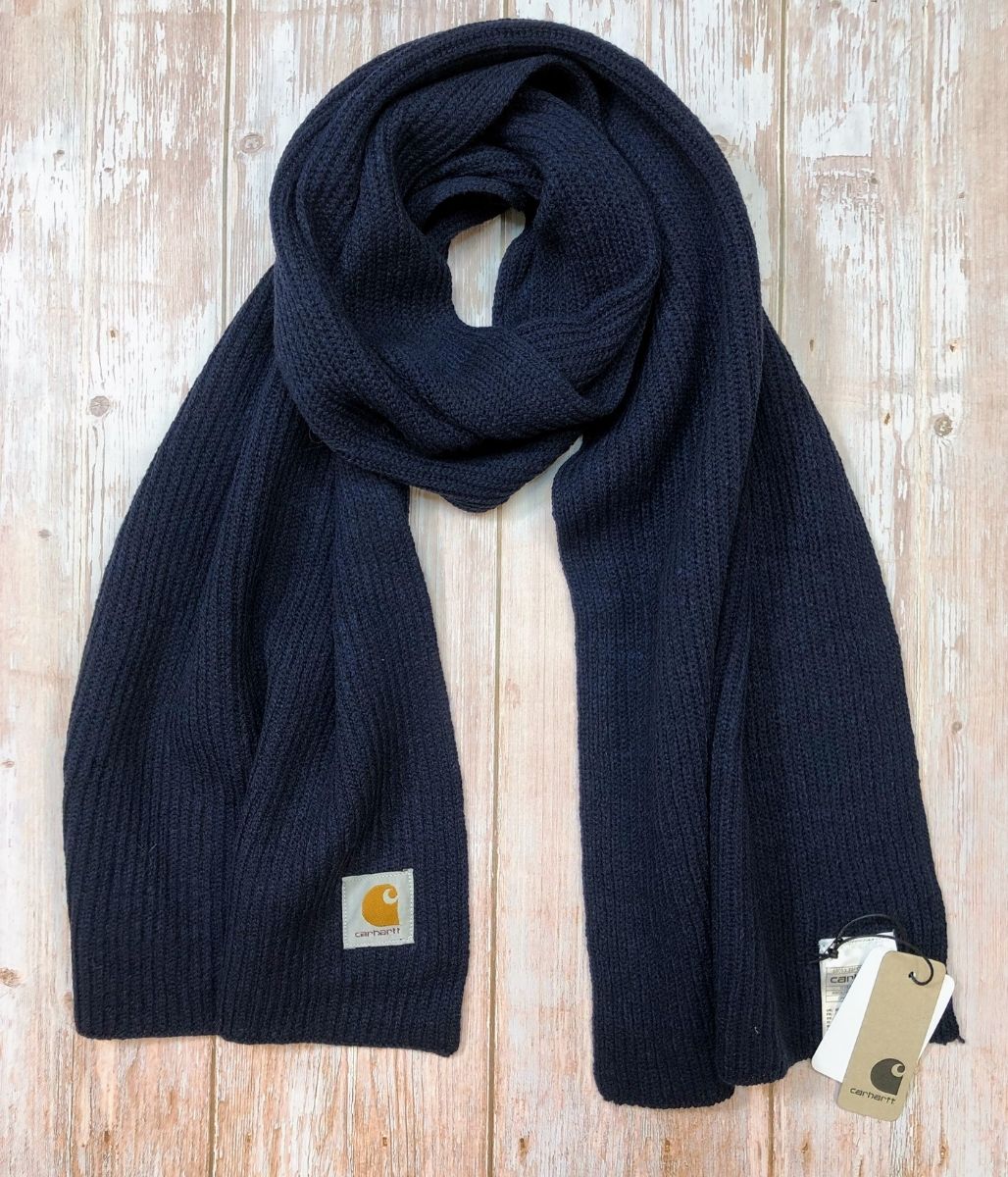 Navy Wool Rich Anglistic Scarf