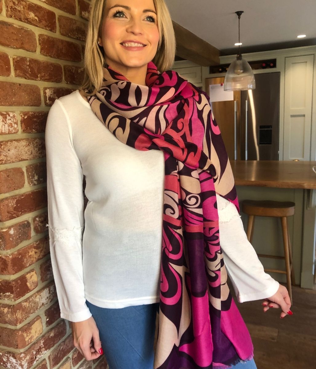 Pink Baroque Print Scarf