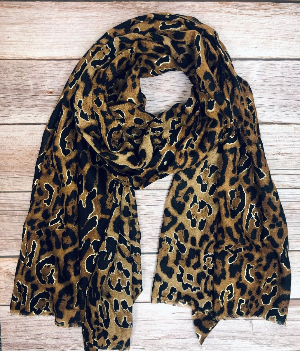 Metallic Leopard Print Scarf