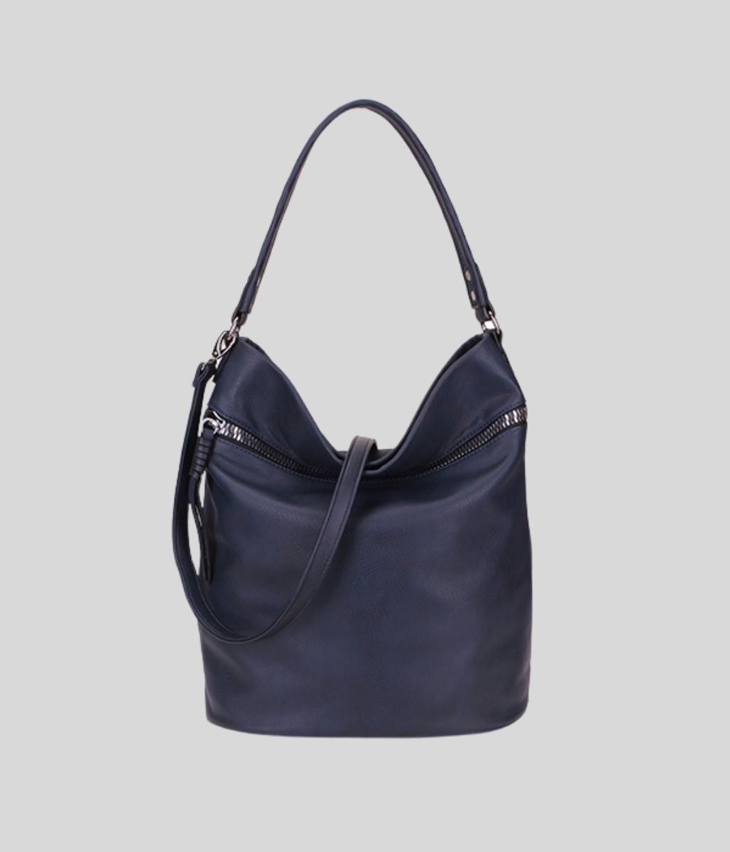 Navy Zipped Shopper Bag