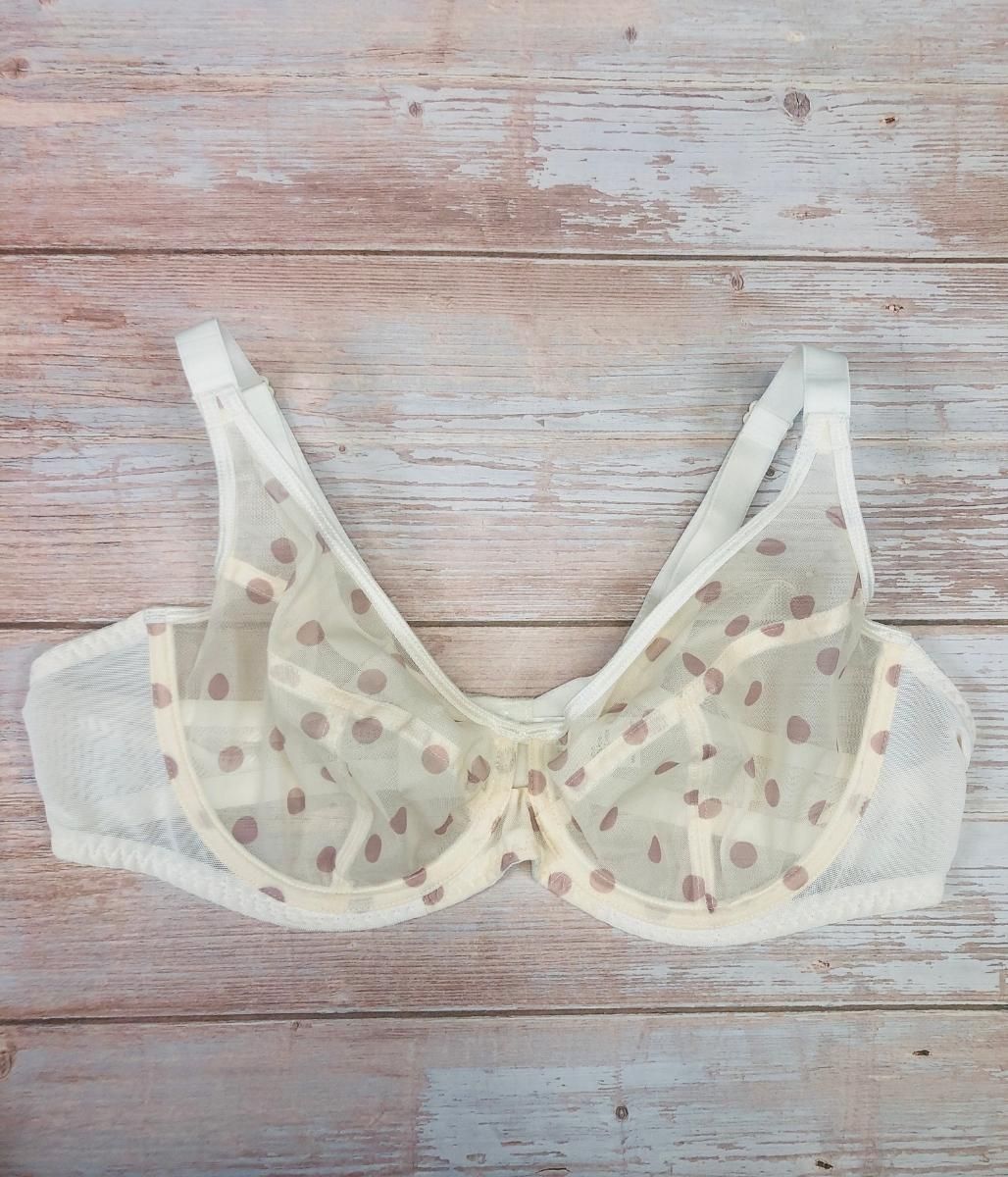 Ivory Spotted Underwired Bra  Size 38E