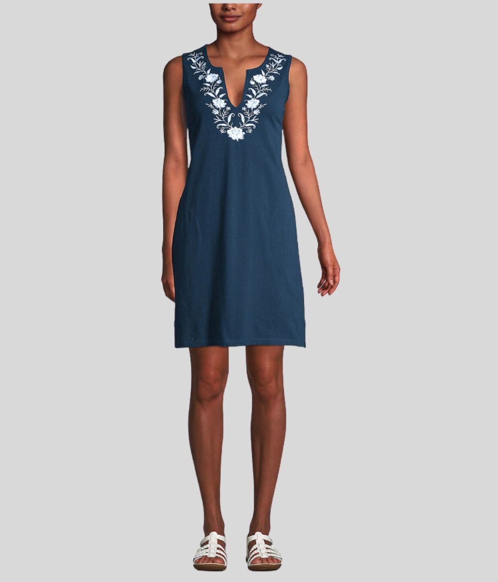 Navy Embroidered Tunic Dress  Size S (10/12)