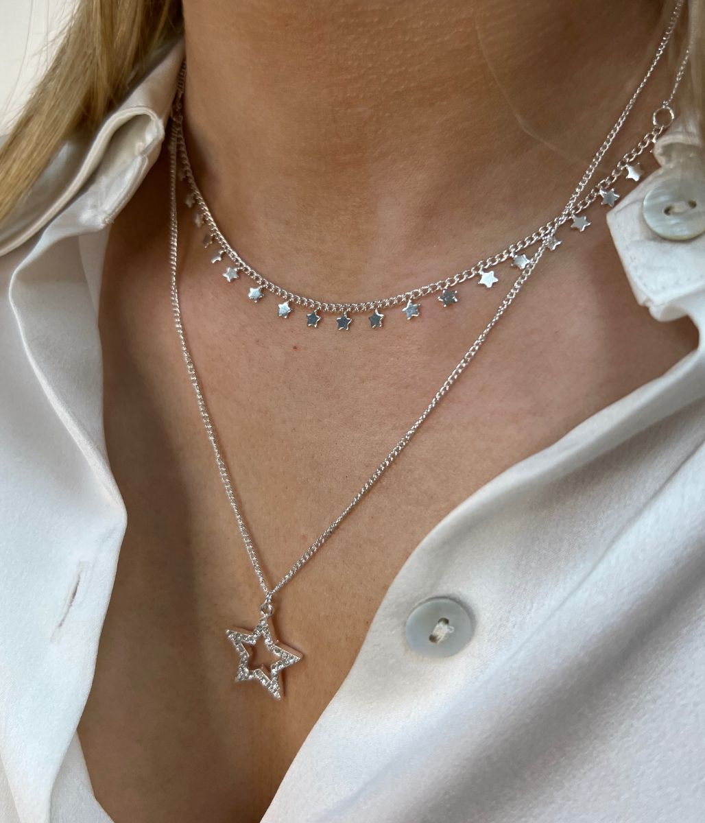 Silver Star Layered Necklace