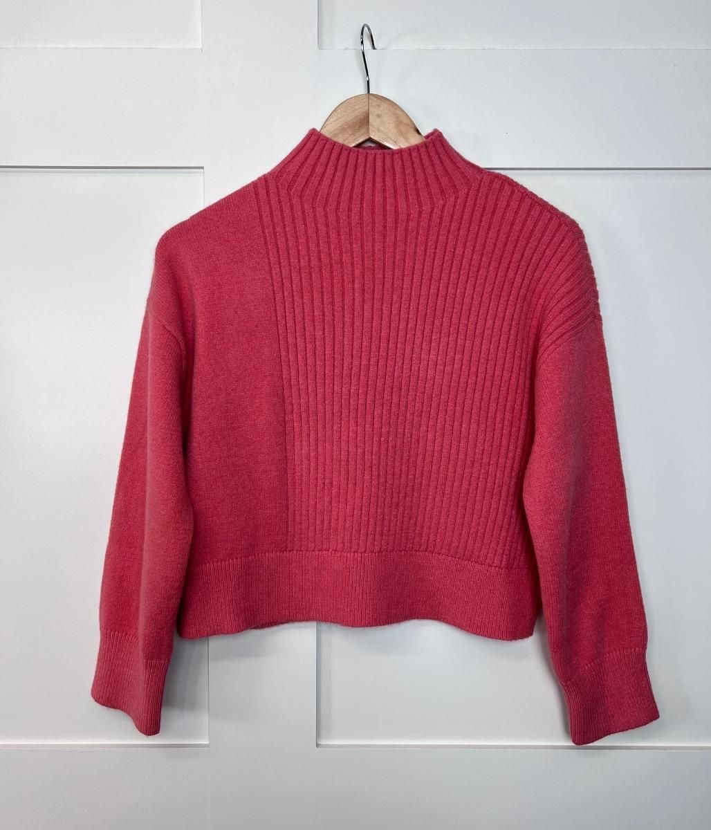 Coral Part Ribbed Funnel Neck Jumper  Size XS