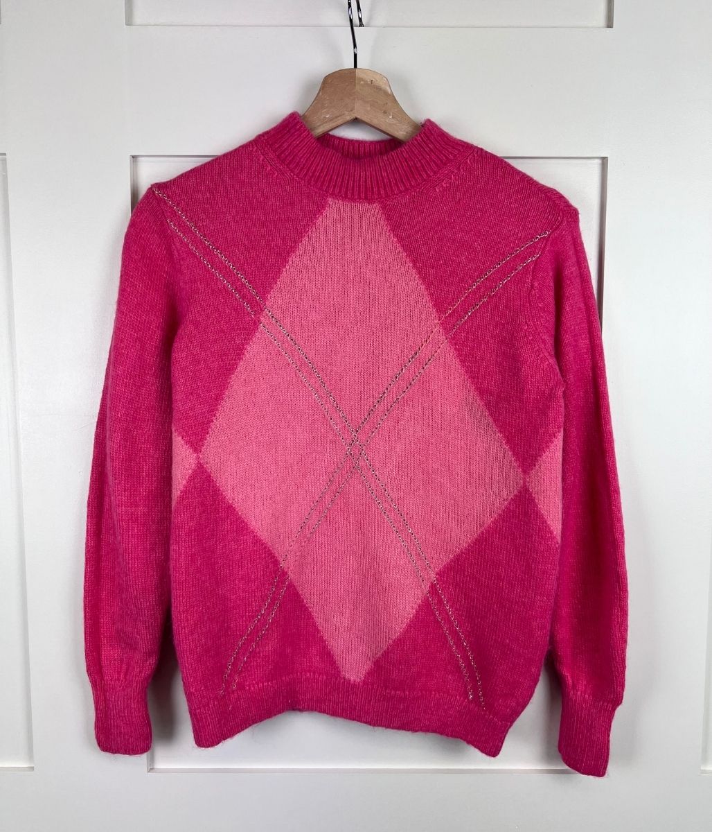 Coral Diamond Argyle Jumper  Size S