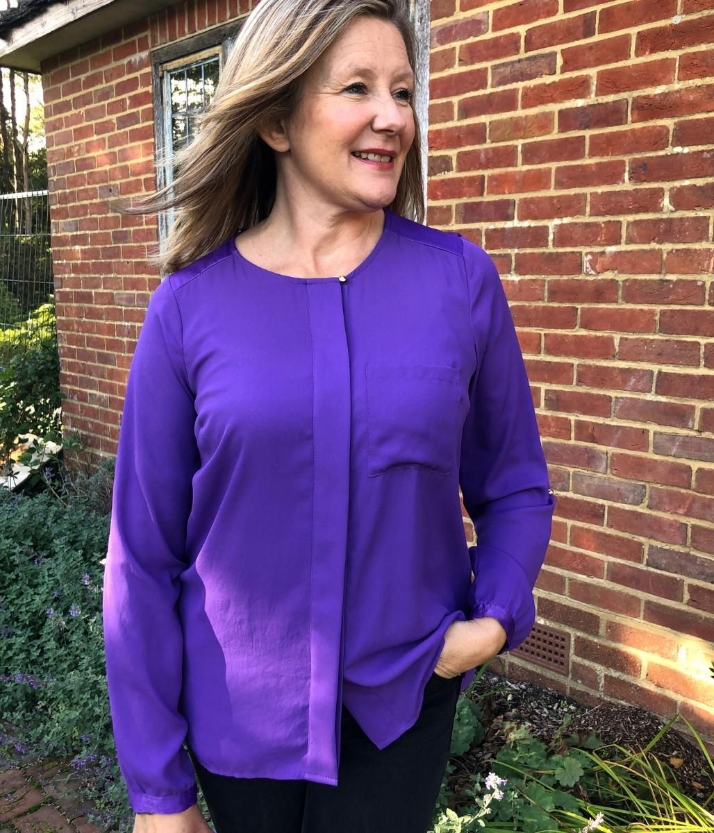 Purple Satin Mix Blouse  Size XL (20/22)