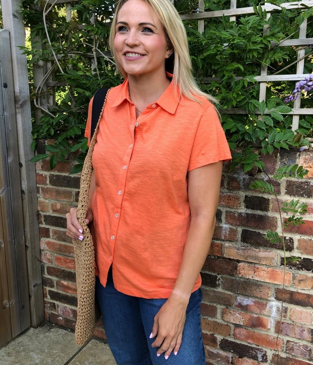 Orange Cotton Jersey Shirt  Size 16