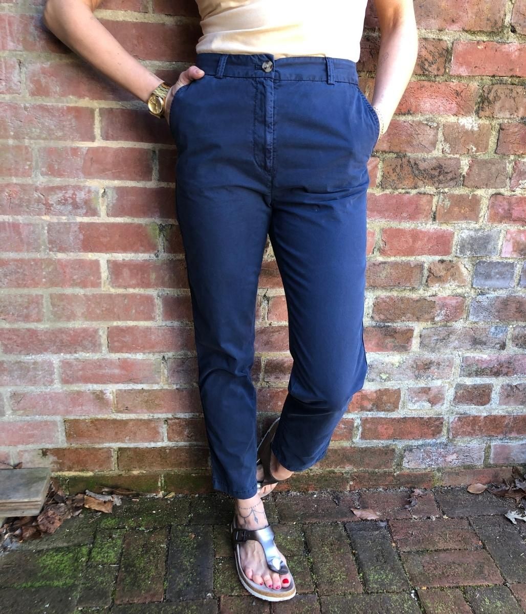 Navy Cotton Tapered Leg Chinos  Size 20S
