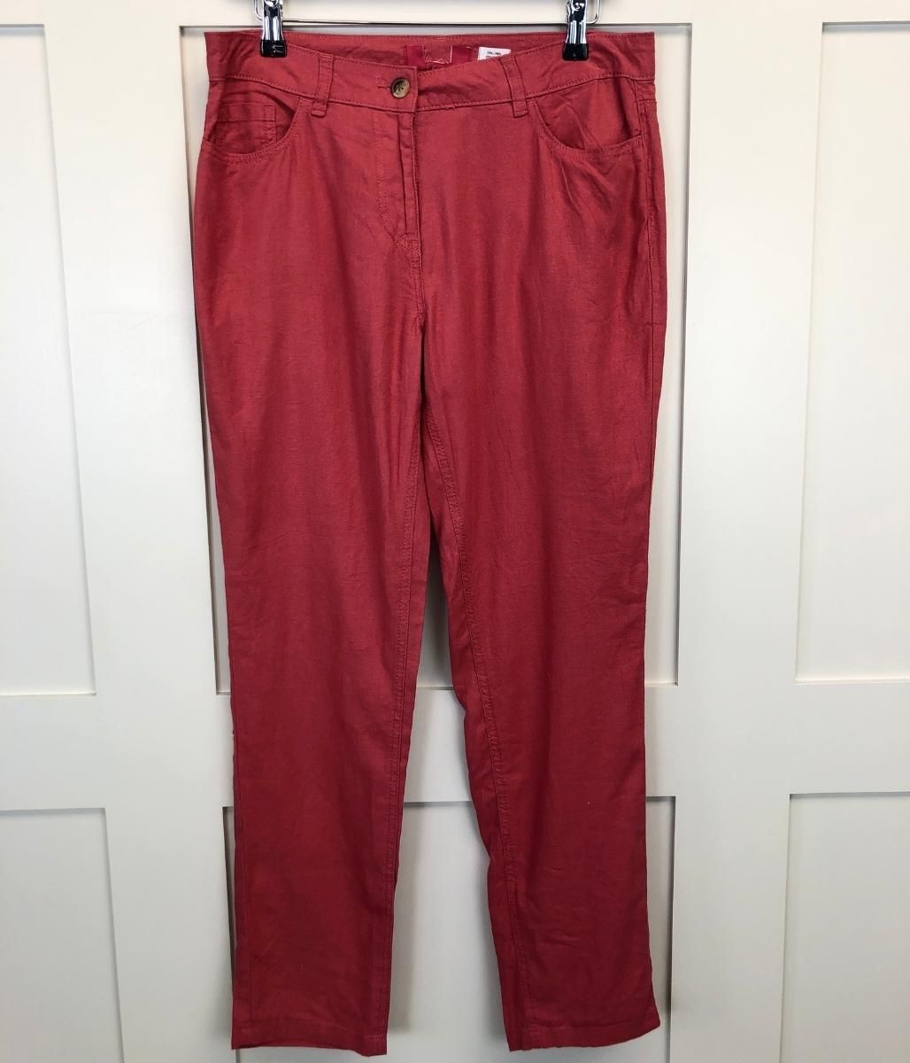 Rouge Linen Blend Tapered Trousers  Size 10R