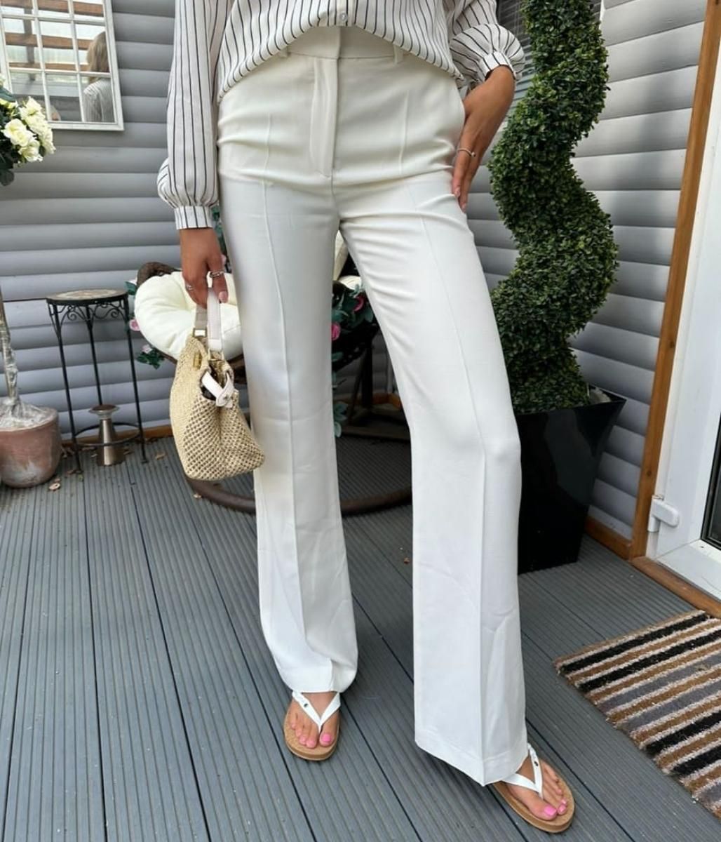 Ivory Tailored Wide Leg Trousers  Size 6