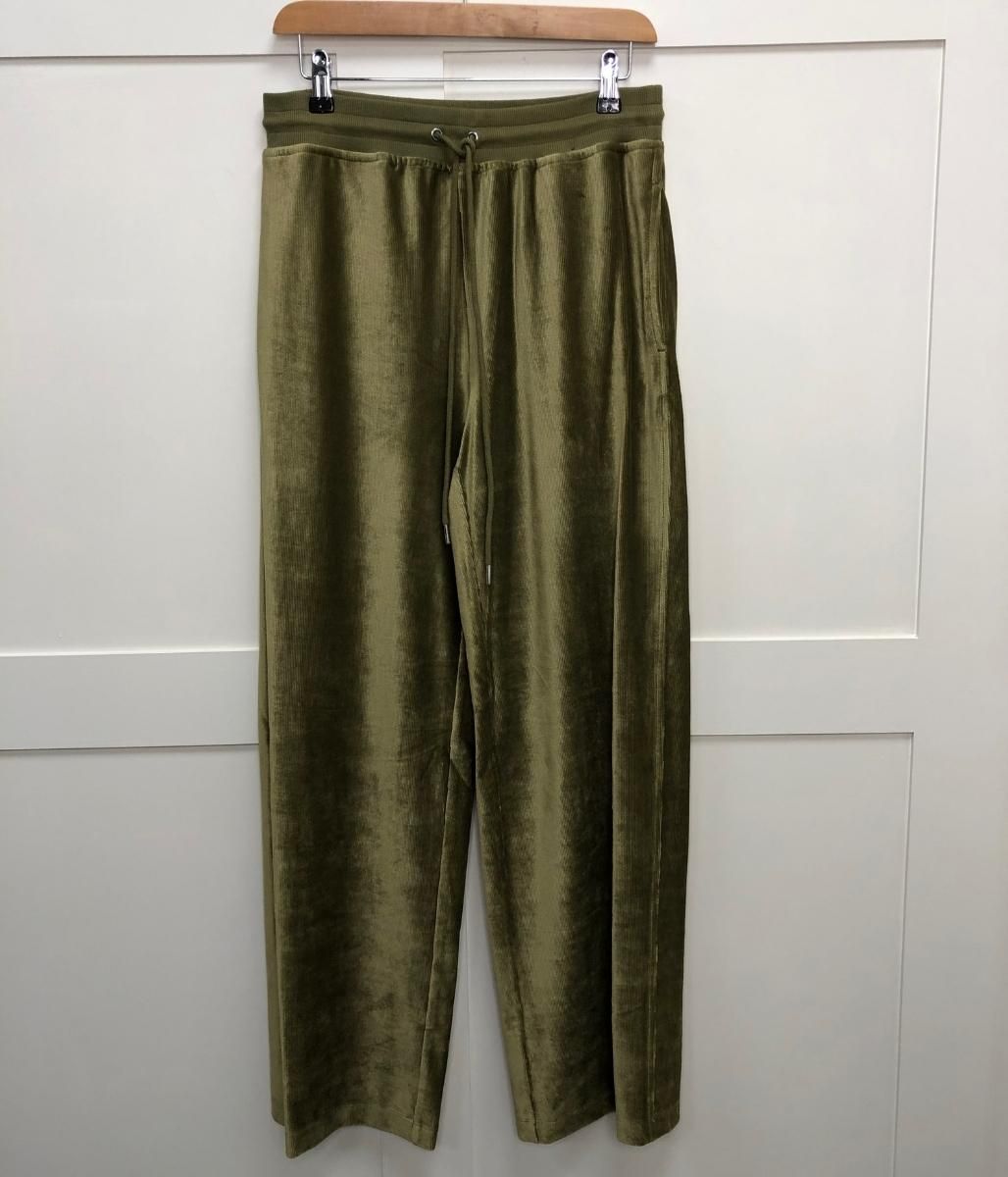 Olive Velour Wide Leg Joggers  Size 18R