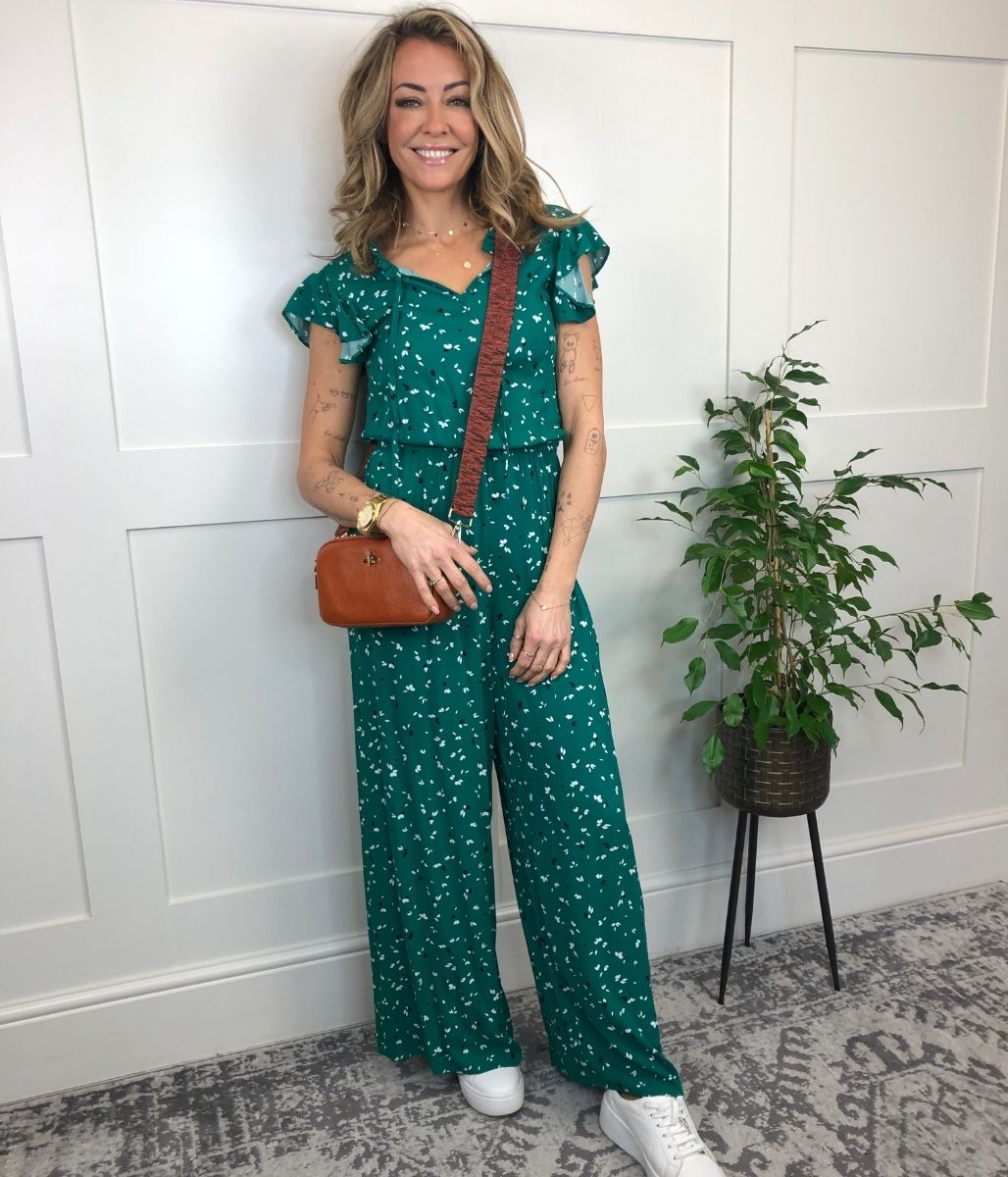 Green Ditsy Jumpsuit  Size XL/16