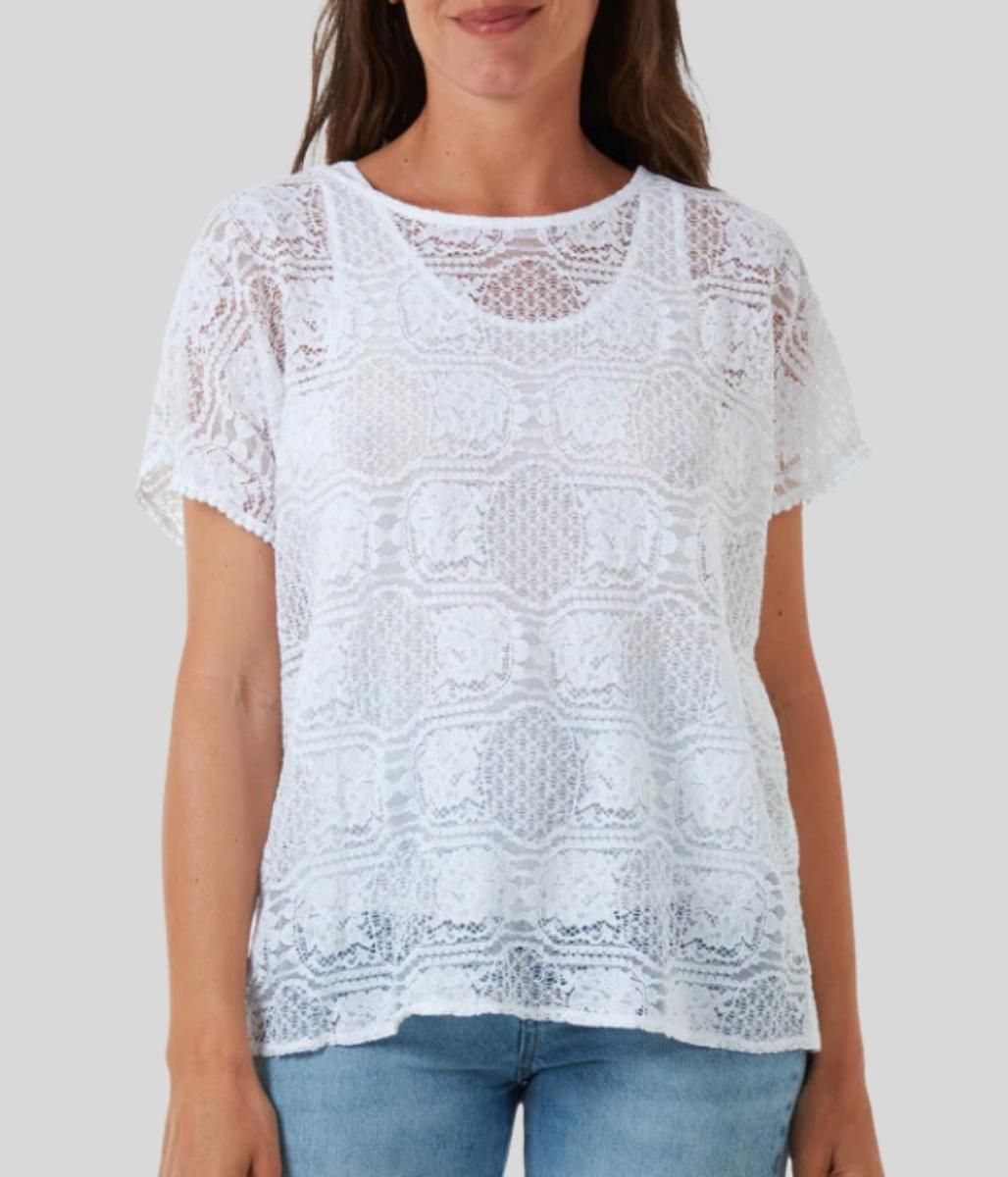 White Double Layer Lace Top