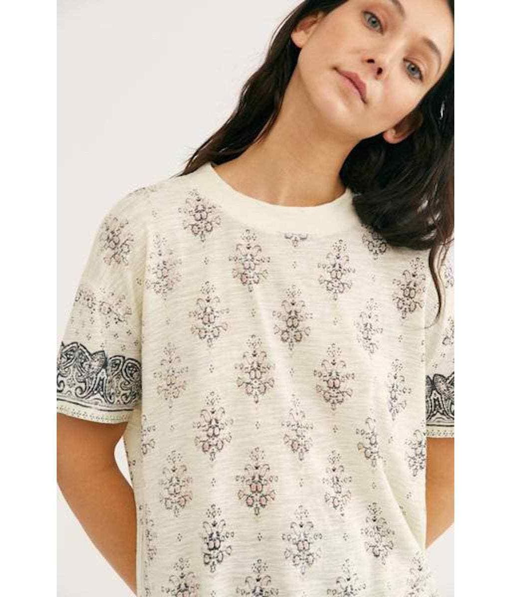 Ivory Tile Print Maybelle Relaxed Tee  Size M