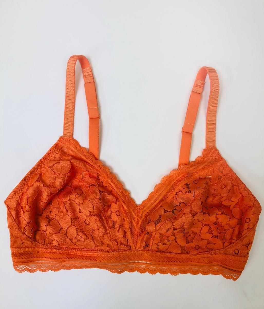 Orange Lace Non Wired Bra  Size 32A