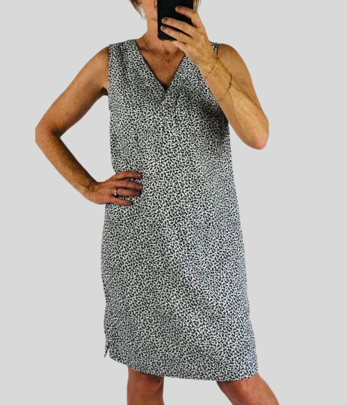 Leaf Linen Blend Shift Dress  Size 8R