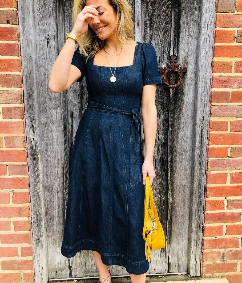 Panelled Denim Midi Dress  Size 6S