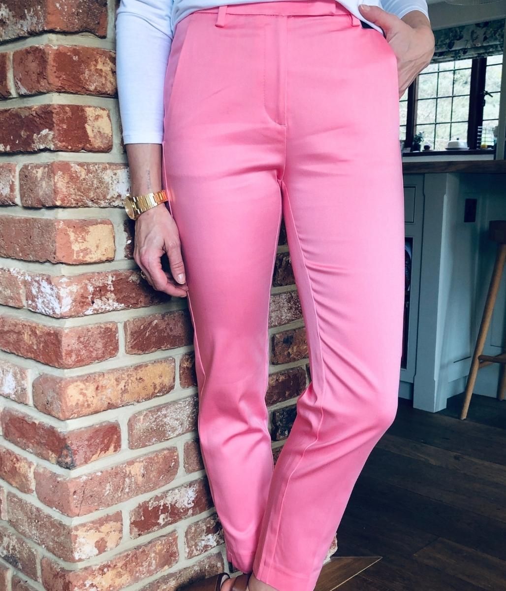 Pink Mia Slim Leg 7/8 Trousers  Size 6R