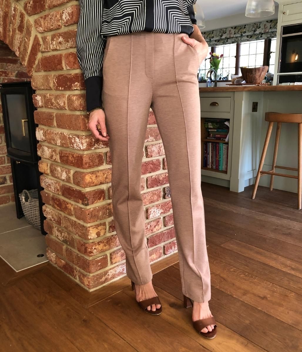 Beige Straight Leg Ponte Trousers  Size 20S