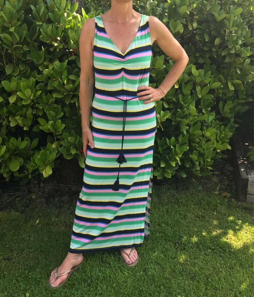 Striped Ruched Maxi Dress  Size 6R