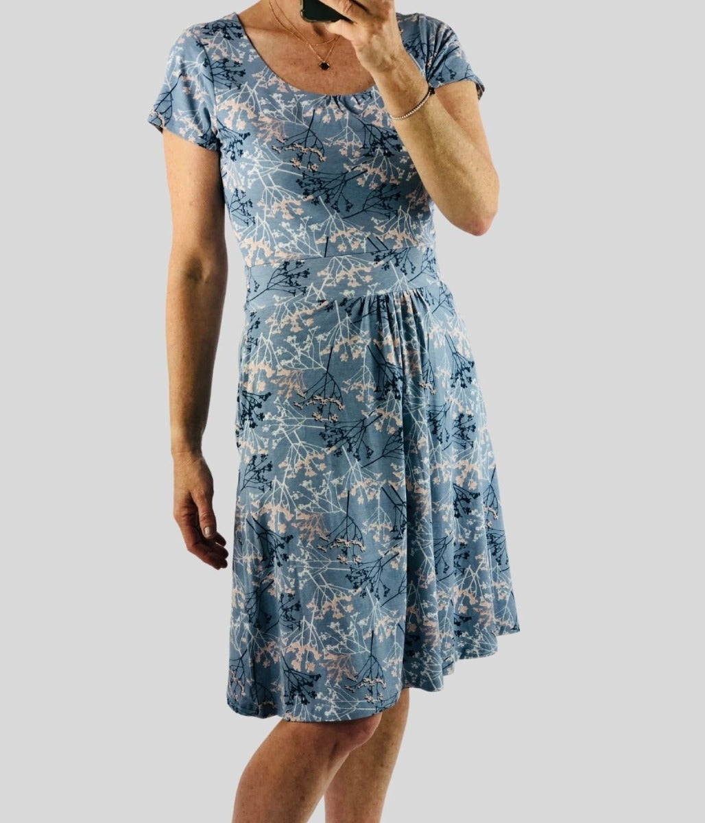 Pale Blue Blossom Jersey Dress  Size 6