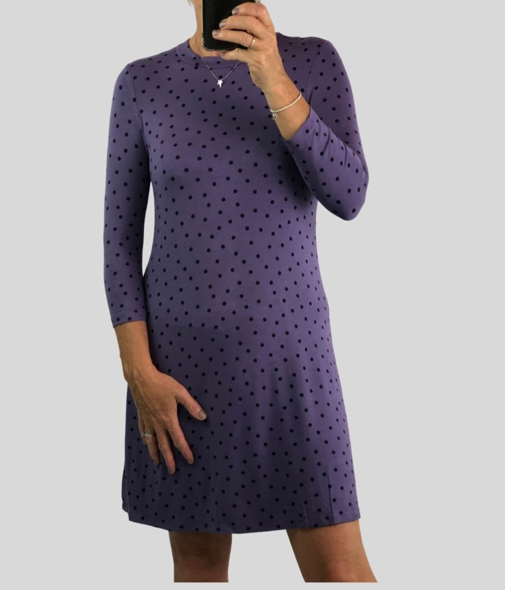 Purple Spot Jersey Dress 6  Size 6