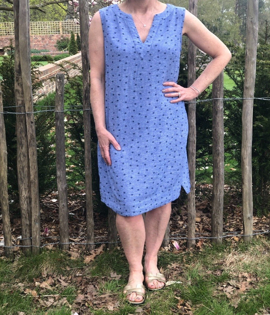 Chambray Dot Notch Neck Dress  Size 8R