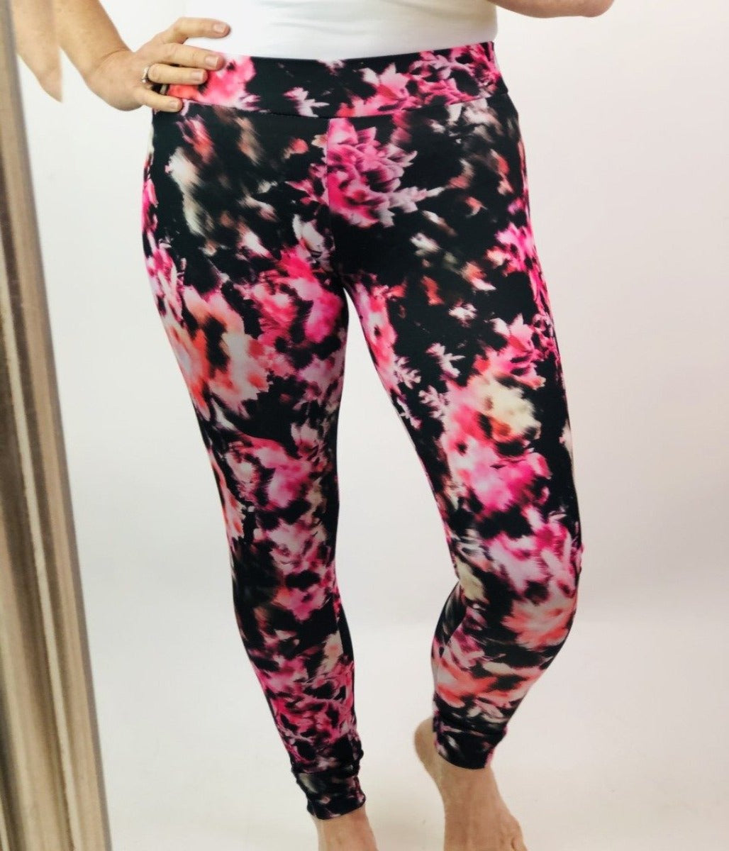 Pink & Black Print Gym Leggings  Size EXTRA SMALL