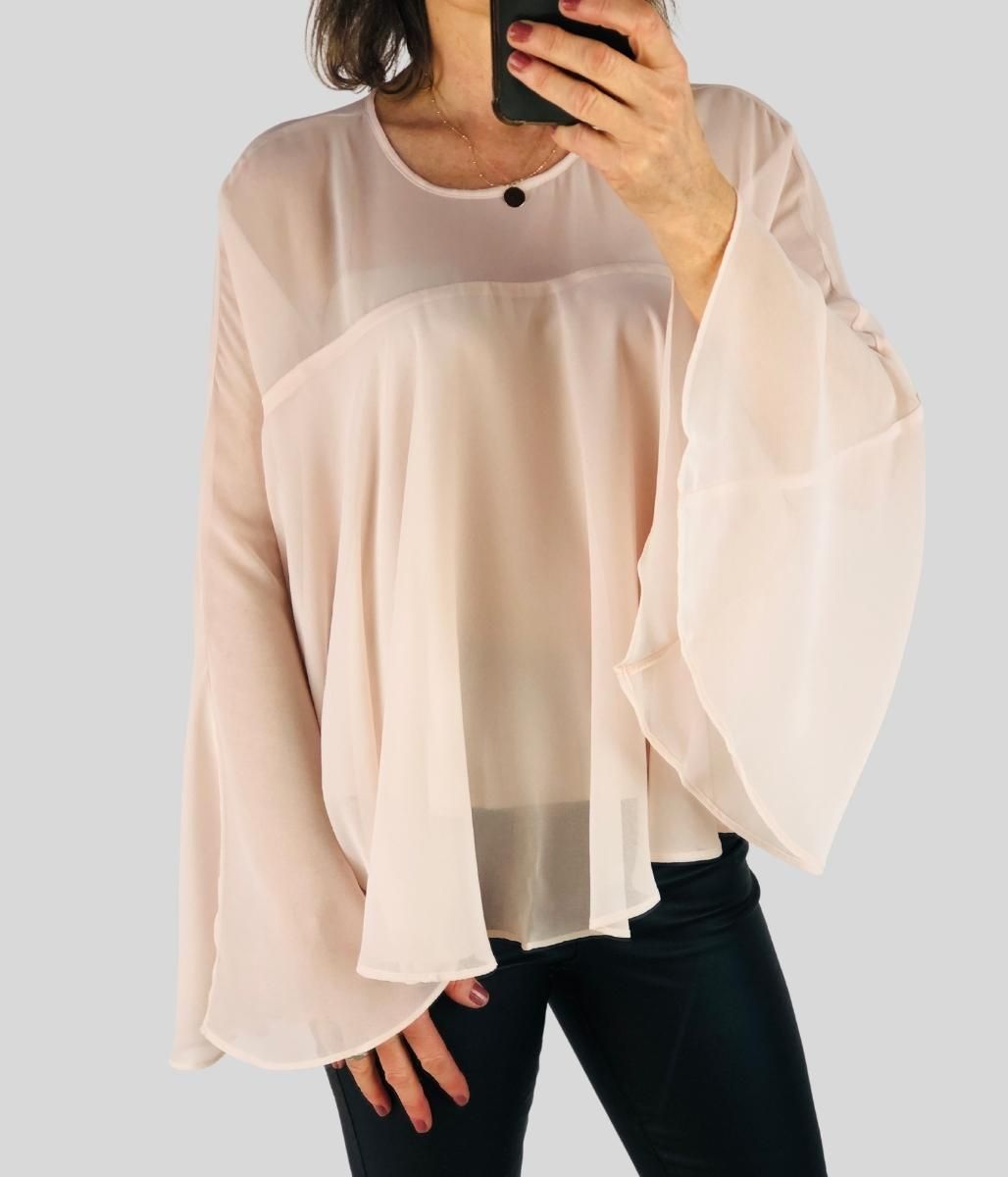 Pink Trophy Sleeve Drape Blouse  Size XS