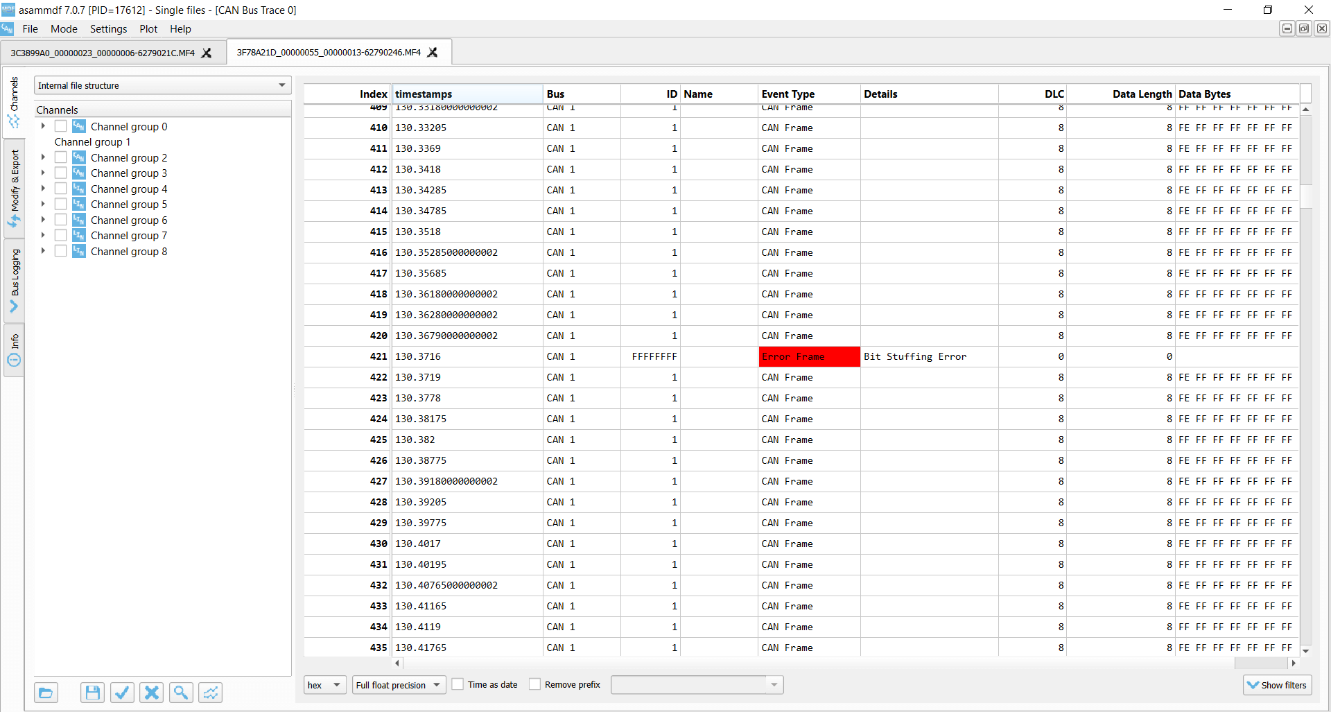 CANedge Receiver Bit Stuffing Error Frame Collision