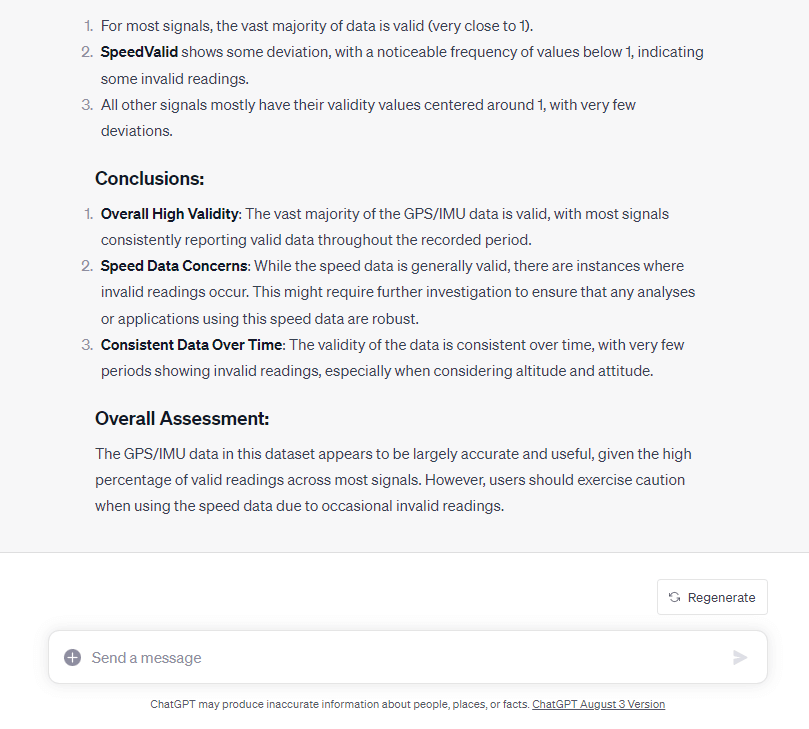 ChatGPT summary of GPS analysis