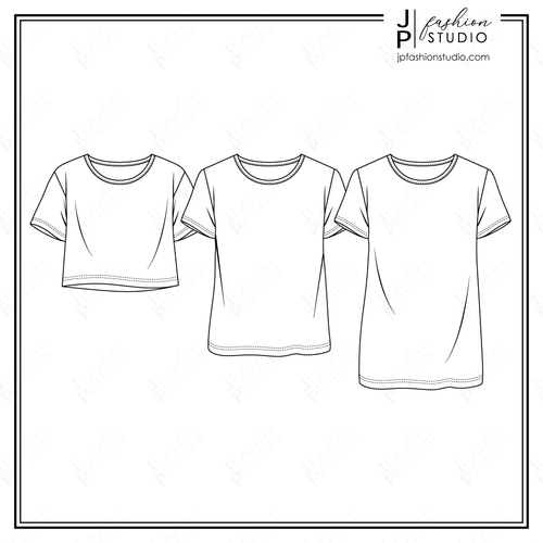 Womens Tshirt Fashion Flat Sketch Apparel Stock Vector (Royalty Free)  1728683095 | Shutterstock
