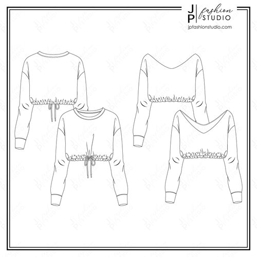 Women Casual Outfit Fashion Flat Sketches (4 Styles) / Fashion