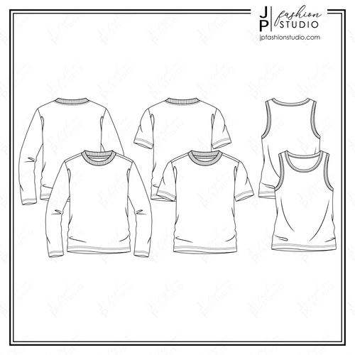 Raglan Long Sleeve T-shirt Fashion Flat Sketch, Fashion Template, Technical  Drawing, Vector CAD -  Canada