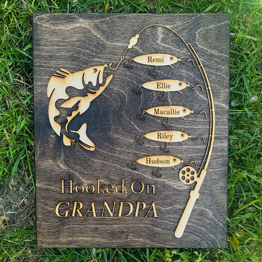 Grandpa's Fishing Sign, Father's Day Fishing Gift From Kids