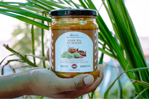 Satvic Foods homemade Aam Ka Achaar with no oil or preservatives 