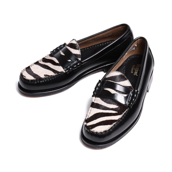 G.H.BASS ローファー BLACK&ZEBRA(LEATHER SOLE) | www