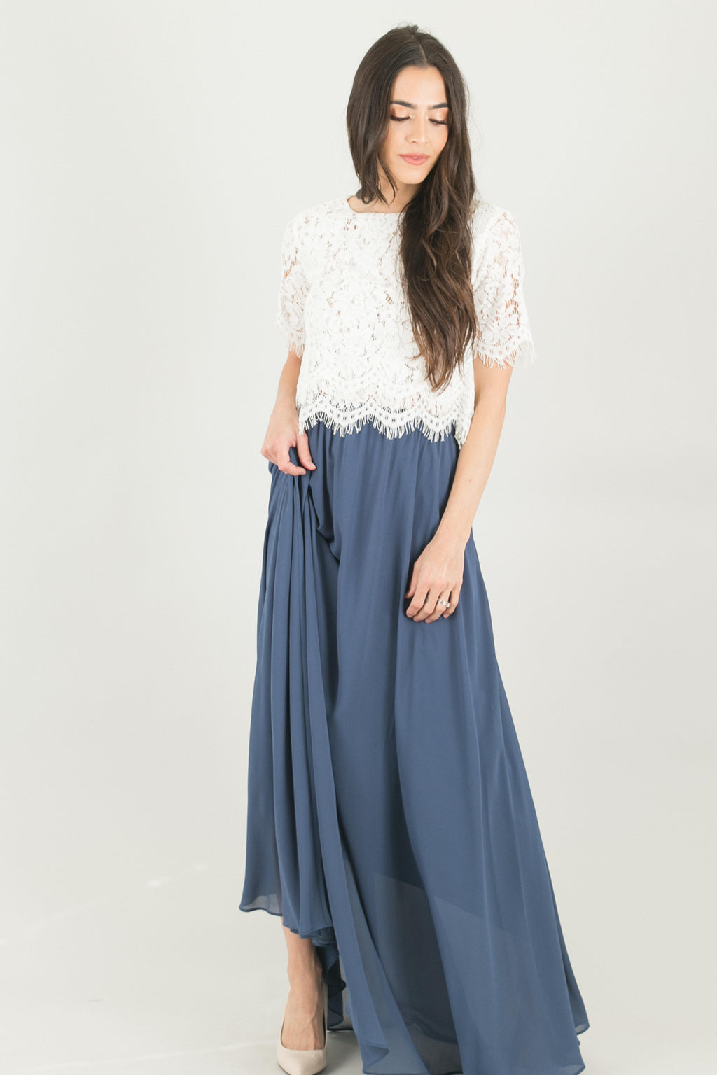 dark blue long skirt