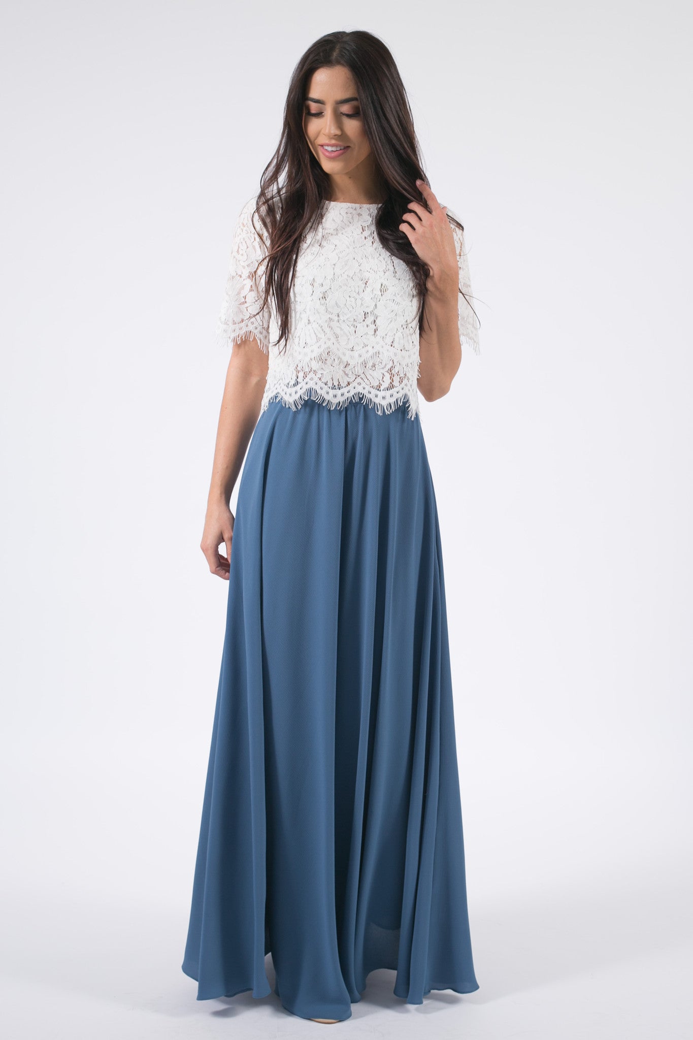 slate blue maxi skirt