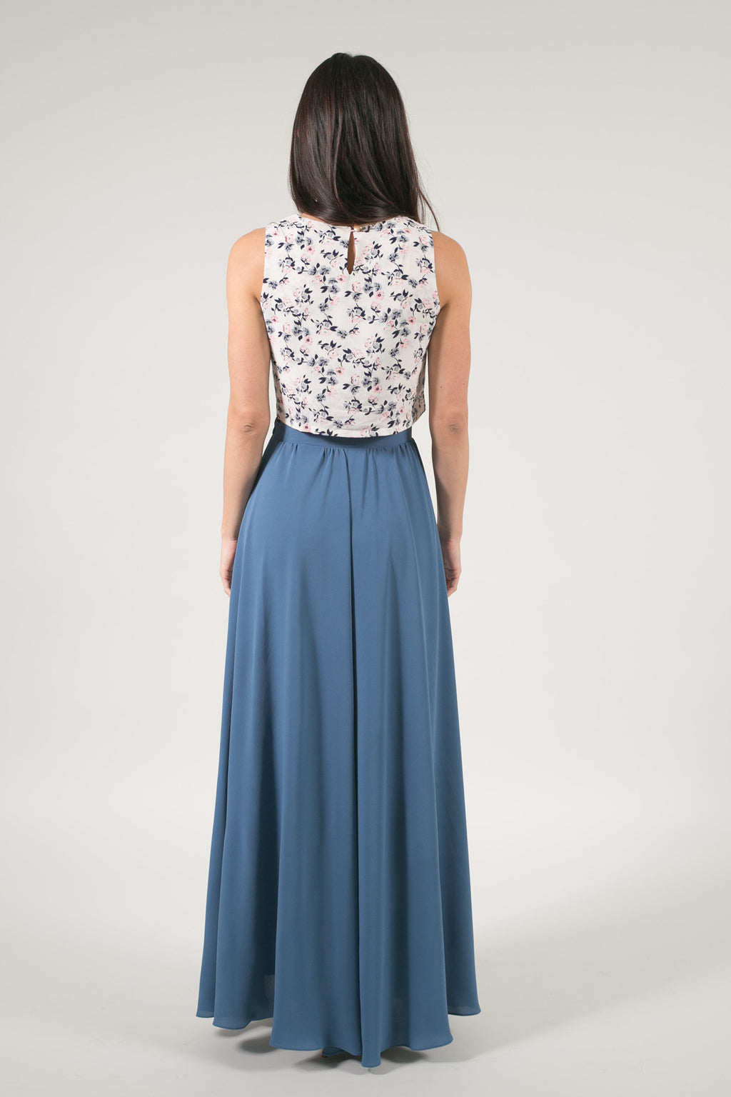 slate blue maxi skirt