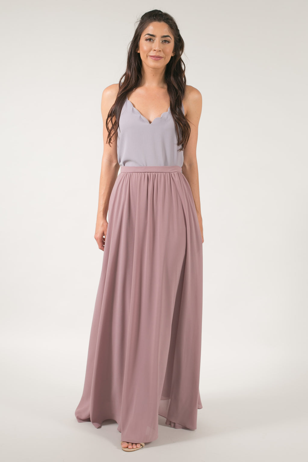 mauve maxi skirt