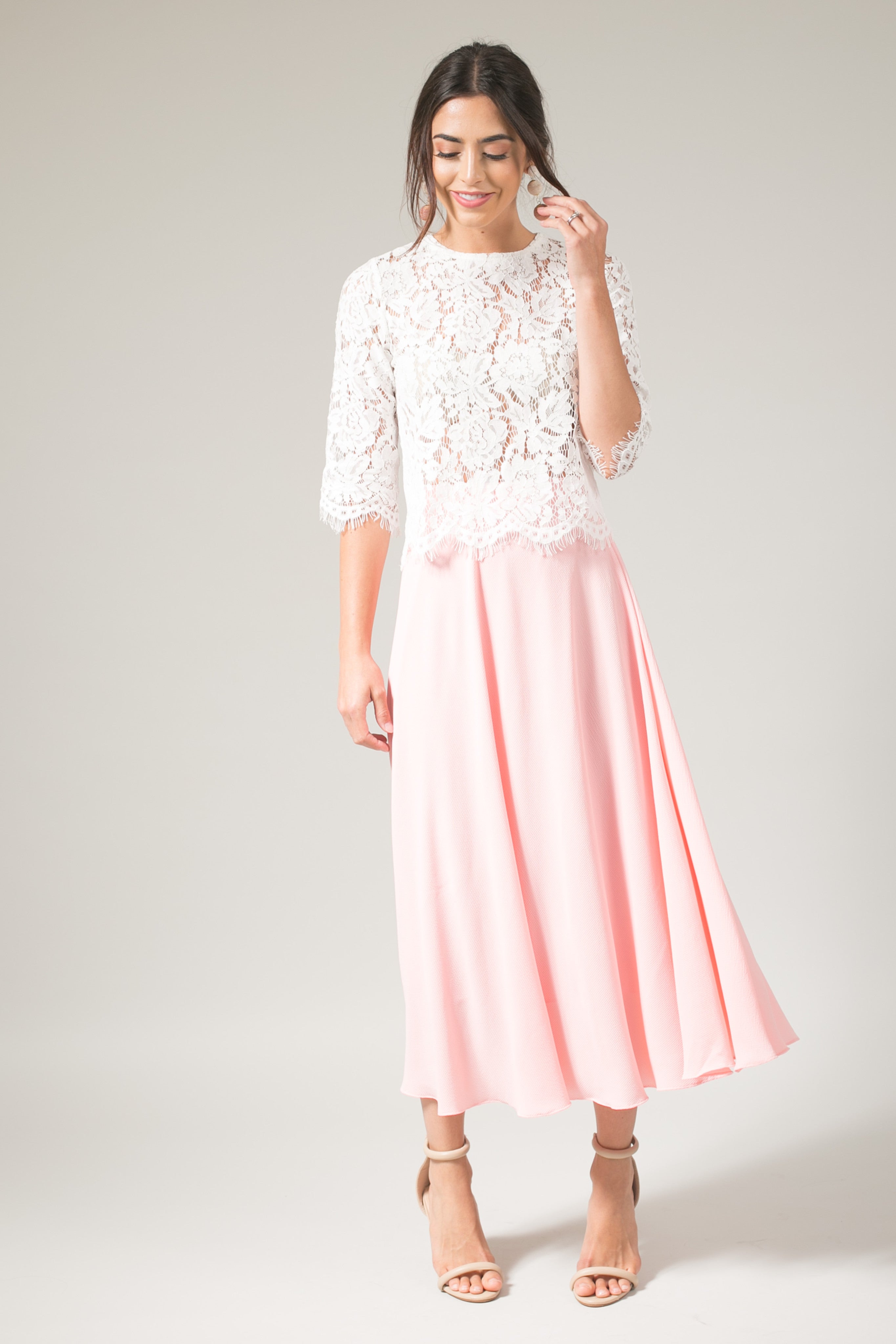 Kelly Peach Blush Full Midi Skirt – Skylar Belle