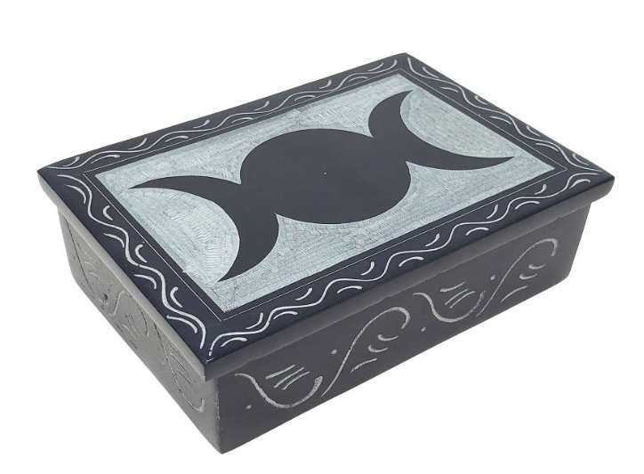 Triple Moon Soapstone Box