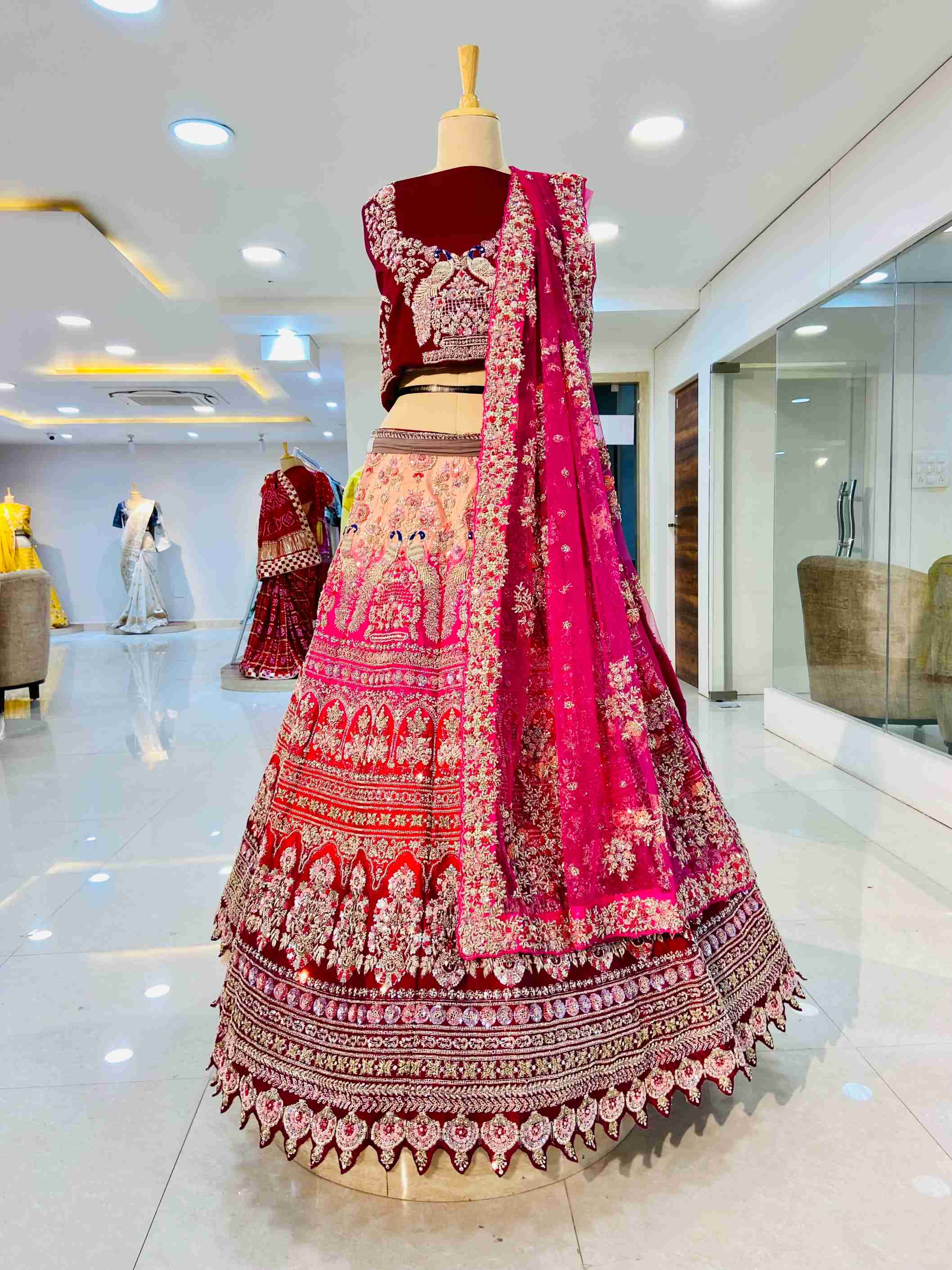 Designer Jaipuri Lehenga Choli With Shibori Print on Uppada Silk Fabric  With Dupatta and Unstitched Blouse, Bridal Gotta Patti Lehenga Choli - Etsy