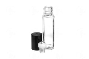 10 ml Vial: Clear Glass with SpringLock Metal Roller and Black Cap (6 Count) - Abundant Health