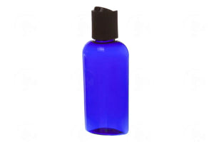 2 oz. Oval Bottle: Blue Plastic and Black Disc-top Cap - Abundant Health