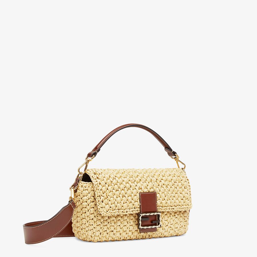 fendi straw baguette bag