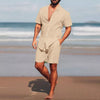 Breathable Hawaiian Men Beachtwo piece set